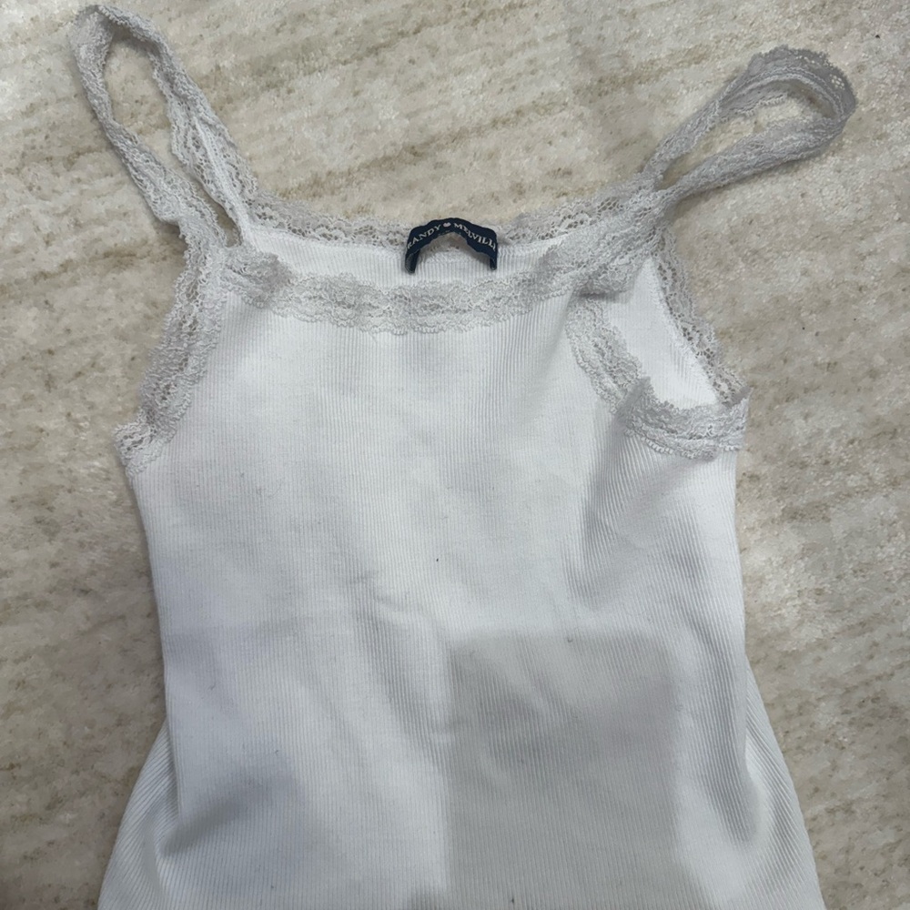 Brandy Melville cropped White Lace Tank Top